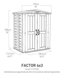 Keter Kunststoffgerätehaus Factor 6x3, Ca. B178/H208/T113,5 Cm 12 Keter Kunststoffgerätehaus Factor 6x3, Ca. B178/H208/T113,5 Cm -Garten Sinn Verkaufsgeschäft 3037827 WE BG 001 KeterGeraetehaus