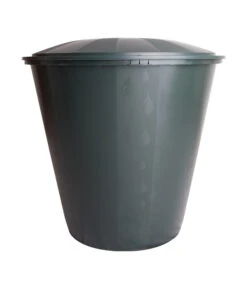 Kunststoff-Regentonne Mit Deckel, Rund, Dunkelgrün