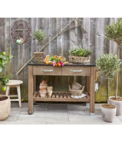 Dehner Premium Holz-Pflanztisch Windsor, Ca. B110/H84/T55 Cm -Garten Sinn Verkaufsgeschäft 4054797 WE MO 002 DehnerPflanztischWindsor