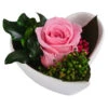 Dehner Herzschale Mit Longlife-Rose Aneta, Rosa, Ca. B7/H5 Cm