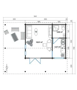 Lasita Maja Ferienhaus Blue Nile, Ca. B940/H333,2/T756 Cm -Garten Sinn Verkaufsgeschäft 6915862 WE DE 002 LasitaMajaBlockbohlenhausBlue Nile